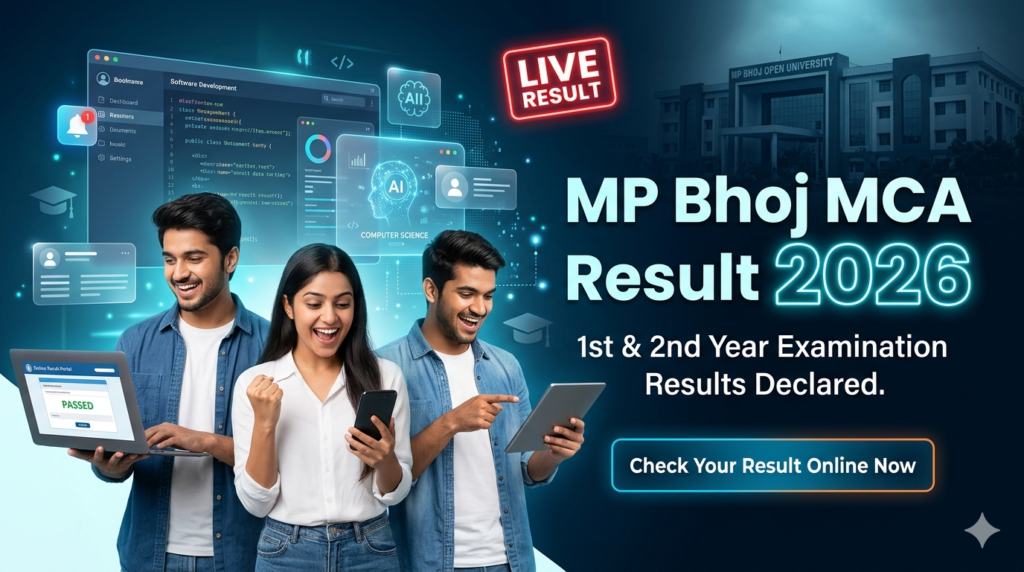 MP Bhoj Open University MCA Result 2026 Declared, MP भोज ओपन यूनिवर्सिटी MCA रिजल्ट 2026 घोषित