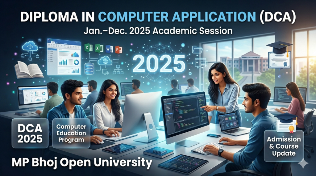 MP Bhoj Open University DCA Result 2025 Declared, MP भोज ओपन यूनिवर्सिटी DCA का 2025 का रिज़ल्ट घोषित MP Bhoj Open University DCA Result 2025