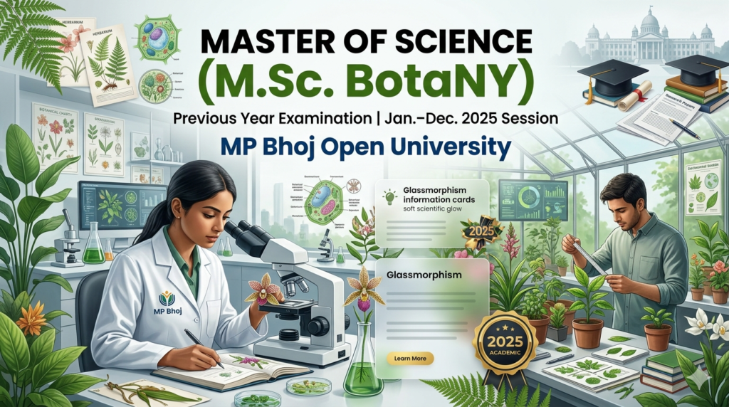 MP Bhoj Open University M.Sc. Botany Result Declared, MP भोज ओपन यूनिवर्सिटी का M.Sc. बॉटनी का रिज़ल्ट घोषित कर दिया गया है। MP Bhoj Open University M.Sc. Botany Result Declared